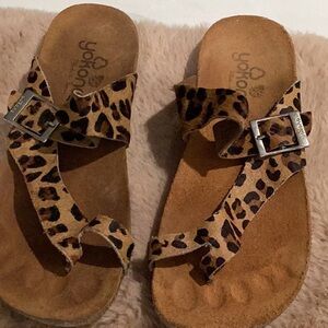 Yokona Leopard Print Sandals with Buckle Straps
